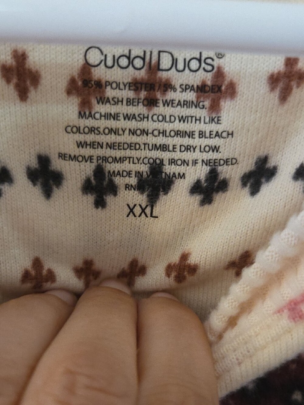 Cuddl Duds NWT Cream Fair Isle Crewneck PJ Set with Pink & Brown Accents XXL - Picture 3 of 15